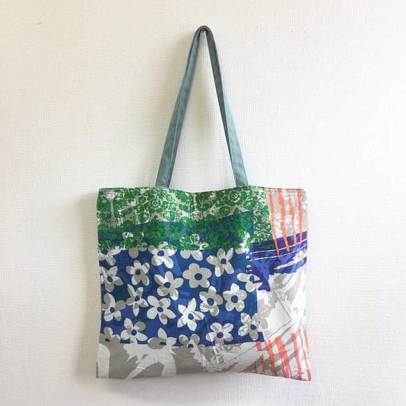 一件❗️可愛環保袋❤️艷麗的花朵圖案手提袋中號（綠色） 第1張的照片