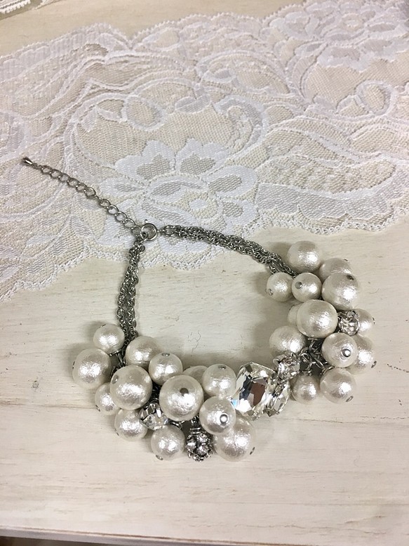 銷售價格★輝煌的婚禮❤★濟州島珍珠手鍊和棉花珍珠（大小免費） 第1張的照片
