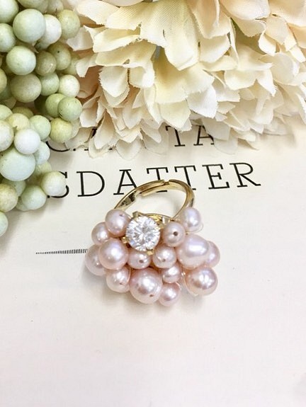促銷價❤淡水珍珠滿環粉色珍珠×鍍金（尺寸可調） 第1張的照片