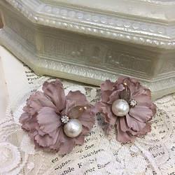 銷售價★花瓣棉珍珠耳環（玫瑰粉色） 第1張的照片