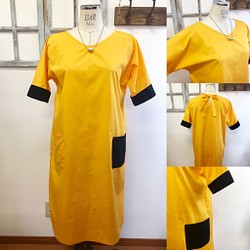 促銷價格★復古可愛的❤️緞帶連衣裙，後袋（無碼M〜L） 第1張的照片
