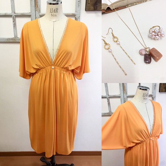 幸運包2018年夏季️️派對禮服和配飾4件套橙色×棕色 第1張的照片