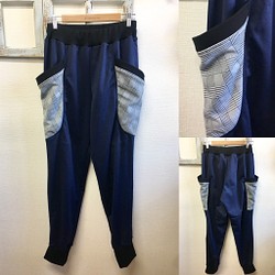 促銷價★男女通用雙格子口袋運動衫海軍藍（男士自由男士L，女士LL） 第1張的照片