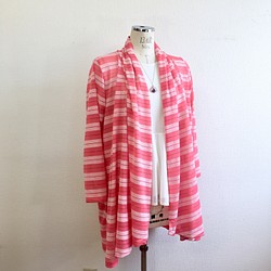 銷售價格★成人粉紅色❤️透明邊框圖案領垂褶開衫粉紅色（尺寸L〜LL） 第1張的照片