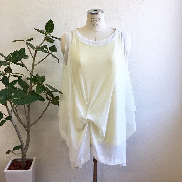 銷售價格★❤️透明的網狀材料（如水母白色）的扭曲外衣（尺寸免費L〜LL） 第1張的照片