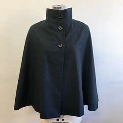 コットンマント❤️立ち襟のケープジャケット 黒（サイズフリーL〜 L L