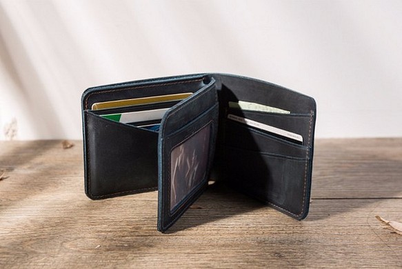 送料無料 父の日ギフト レザー 二つ折り財布 カード収納10枚 1枚目の画像
