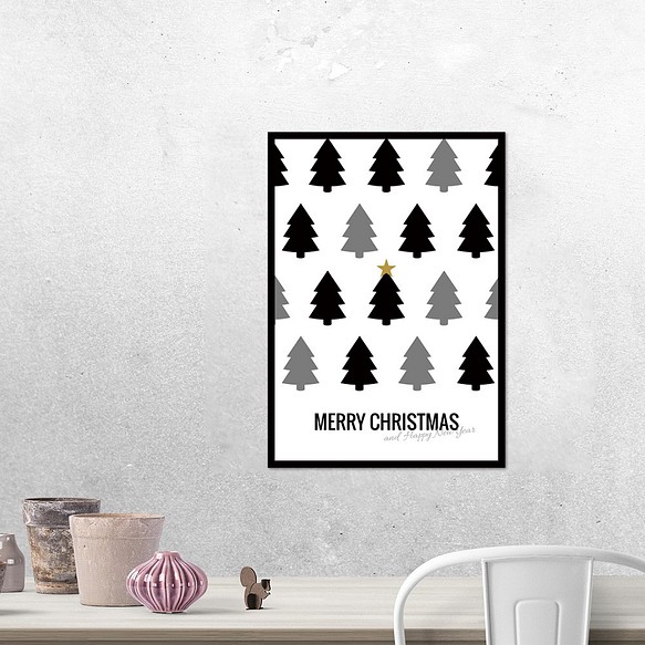 クリスマスポスター【ch002】クリスマスツリーパターン／A4サイズ 1枚目の画像