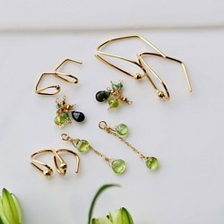 ペリドット ピアス《k10》3way Jojuly charm ピアス（フック・チェーン