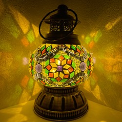 トルコモザイク電池式ランタンランプ（燈籠型Ｍサイズ） 1枚目の画像