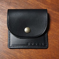ヌメ革製 シンプル スクエア コインケース ブラック 小銭入れ 財布 本革製 牛革製 BC1 1枚目の画像