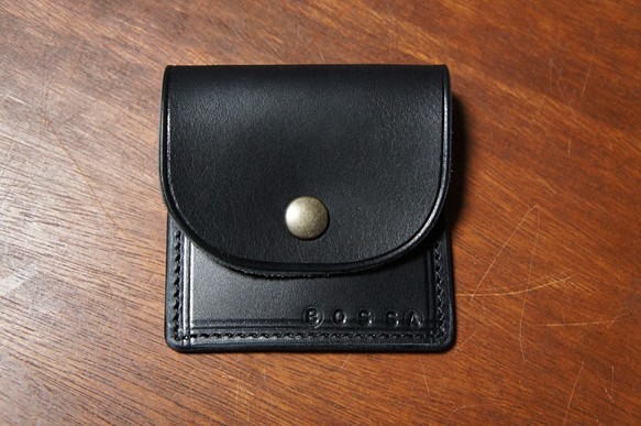 ヌメ革製 シンプル スクエア コインケース ブラック 小銭入れ 財布 本革製 牛革製 BC1 1枚目の画像