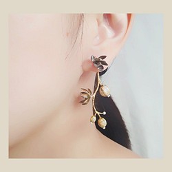 月夜下雪蓮花/雪兔子earring~可訂製夾式耳環 第1張的照片