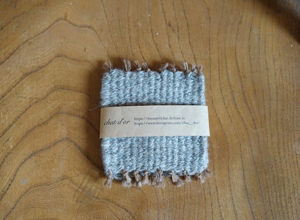 Pure Wool Yarn England 手織コースター 2枚セット 1枚目の画像