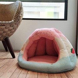 寵物寢具-暖屋系列(中)-草莓剉冰/替換式床墊 第1張的照片