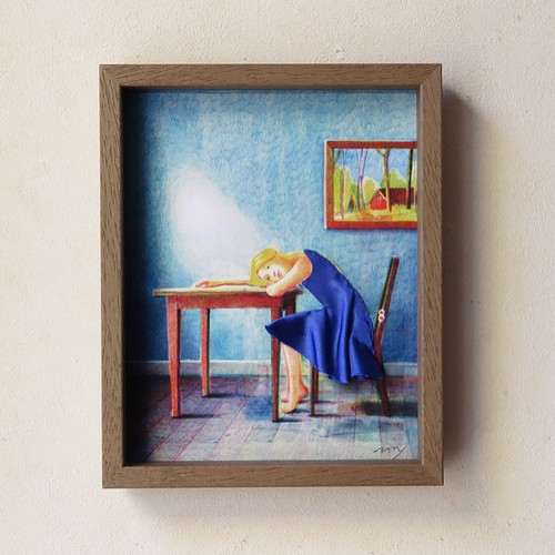 青いワンピース 絵画 Mayumi Tsuzuki 通販 Creema クリーマ ハンドメイド 手作り クラフト作品の販売サイト