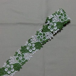 お花のレーストリム（グリーン＋ホワイト） 1枚目の画像