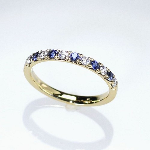K18YG ダイヤモンド＆ブルーサファイアリング 指輪・リング Atelier