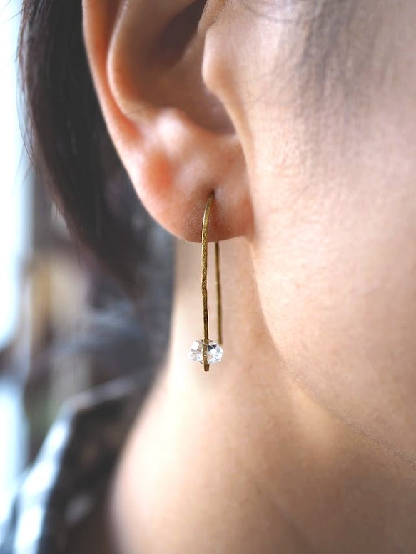 夢想家-黃銅鉤耳環（Herkimer 鑽石） 第1張的照片