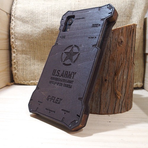 iPhone XR ウッドケース ミリタリー U.S.ARMY 米軍仕様 木製 木の