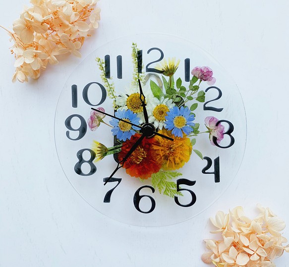 お花畑の壁掛け時計(キバナコスモス) 1枚目の画像