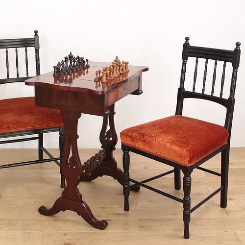 オプティミスティック イギリス チェス テーブル マホガニー 古い