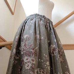 【夏のお出掛けに】リネン　麻のスカート　モカグレー　 1枚目の画像
