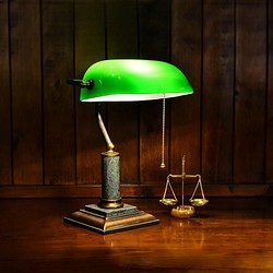 經典款全銅大理石座綠色圖書館銀行桌燈|Normande手工玻璃 第1張的照片