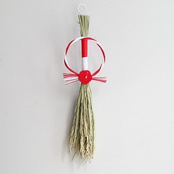 2020年 青狩り稲穂のシンプルな正月飾り「紅梅」 1枚目の画像