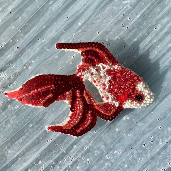 金魚刺繍ブローチ☆赤 www.cleanlineapp.com