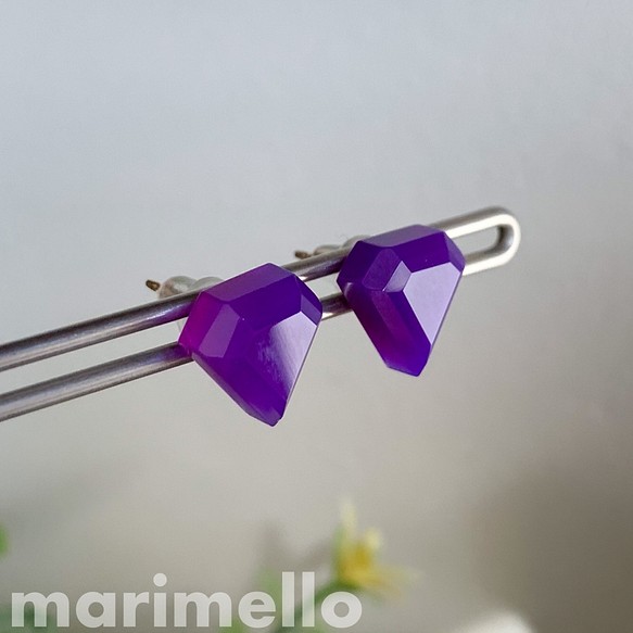 14kgf * 紫色玉髓鑽石耳環 * 第1張的照片