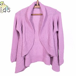 嬰兒羊駝毛100％童裝夾克式開衫“弗洛爾”顏色：紫色 第1張的照片