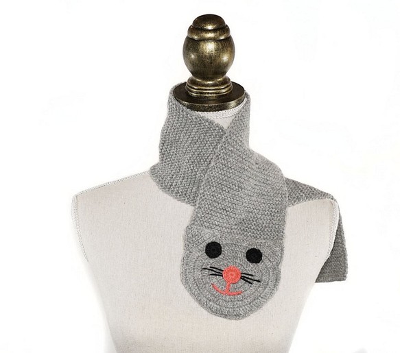 嬰兒羊駝100％貓圍巾“貓圍巾”尺寸：L顏色：淺灰色 第1張的照片