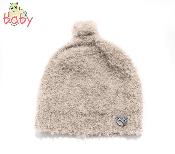 “羊駝毛針織帽”尺碼：寶寶F顏色：米色 第1張的照片