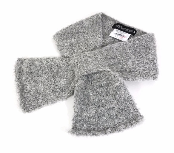 羊駝花束絲帶圍巾尺寸：L顏色：淺灰色 第1張的照片