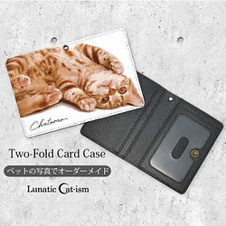 送料無料★二つ折りパスケース‐ペットの写真で作るリアルイラスト  猫 犬 1枚目の画像
