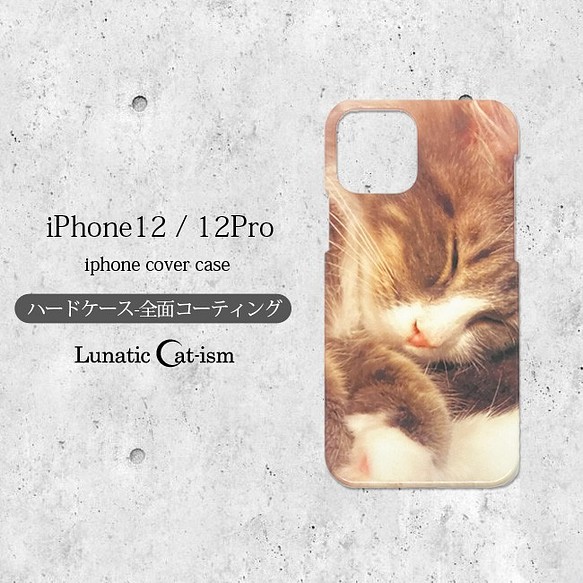 即納｜送料無料★癒される猫の寝顔スマホケース　ハードケースiPhone12/iPhone12Pro 1枚目の画像