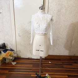 高質量！婚紗禮服波麗白色蕾絲手工製作優雅純粹的美麗 第1張的照片