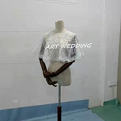 流行婚紗葉子刺繡斗篷式波羅公主線新娘婚禮 第1張的照片
