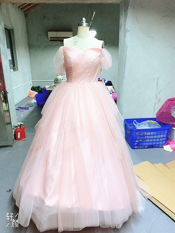 ウエディングドレス カラードレス 二色ピンク グラデーション