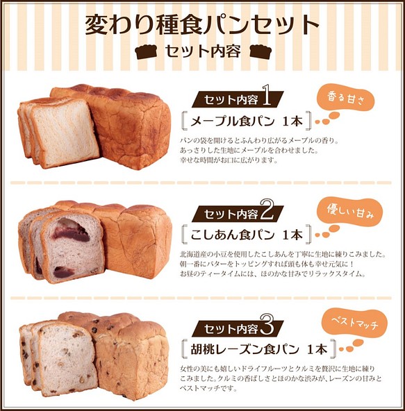 シェフのおすすめ　　変わり食パン3種セット　 1枚目の画像