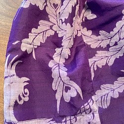 【着物リメイク】タック＆ギャザースカート/紫地に孔雀・ハート 5枚目の画像