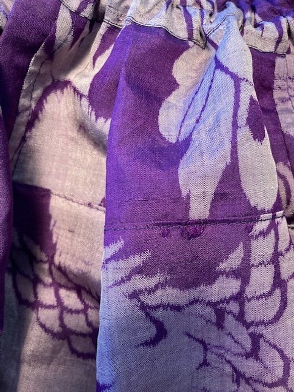 【着物リメイク】タック＆ギャザースカート/紫地に孔雀・ハート 7枚目の画像