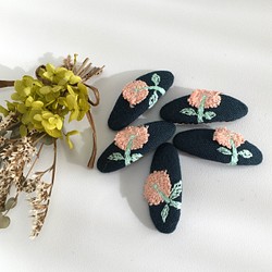 ハンドメイド ミナペルホネン swimming flowerパッチンピン ② - ファッション雑貨