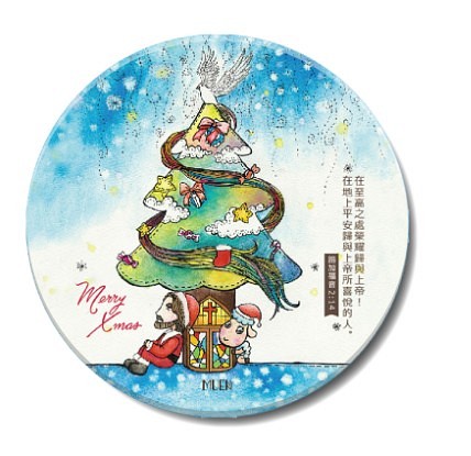 聖誕快樂-圓形陶瓷吸水杯墊 第1張的照片