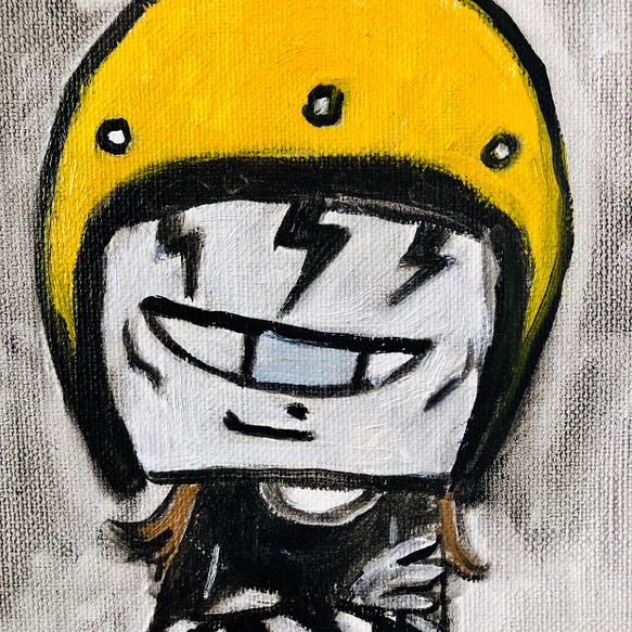 13 Unaltd ( lonely boy with yellow helmet on abstract