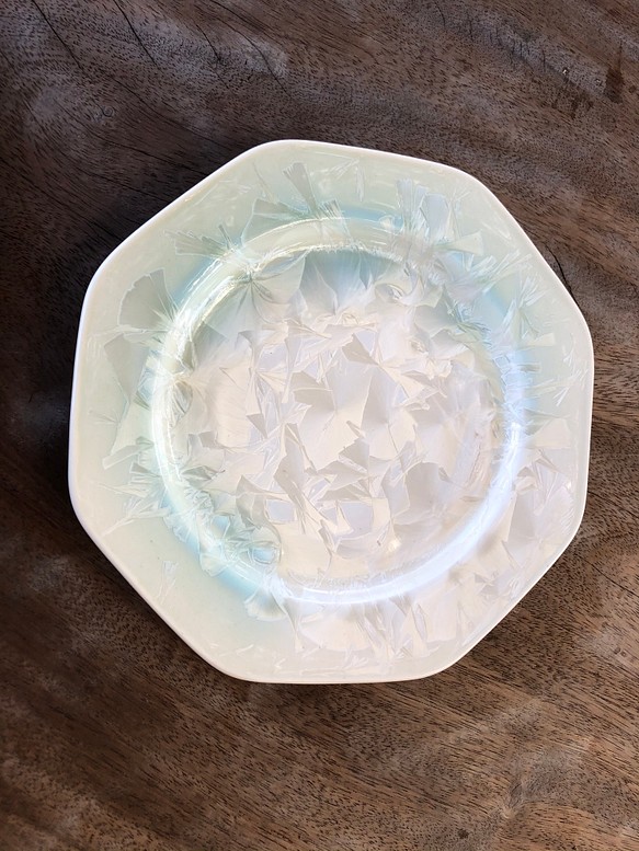 台湾製水晶花シリーズ 釉薬皿 セラミック八角形 1枚目の画像