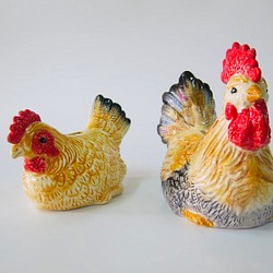 台灣製造 陶瓷手工彩繪 帶路雞一對 好孕來 好起家 第1張的照片