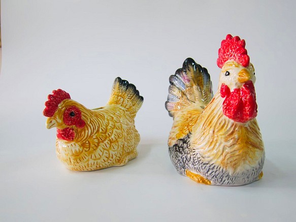 台灣製造 陶瓷手工彩繪 帶路雞一對 好孕來 好起家 第1張的照片