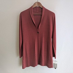 -J / RE- 006腈綸毛料日本製造的酒紅色針織開衫，製造成本+ 10％ 第1張的照片